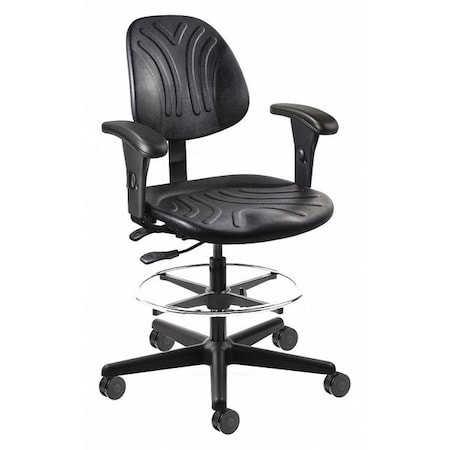 Bevco Drafting Chair Drafting Chair, Adjustable Arms, 21" to 31" Height, Polyurethane, Black 7501D-AA-3750S/5