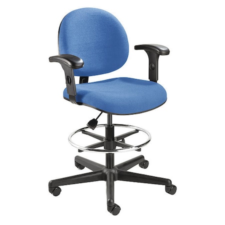 BEVCO Drafting Chair, Fabric, 24" to 34" Height, Adjustable Arms, Royal Blue V4507HC-BL-AV