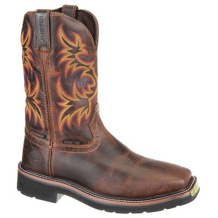 Justin Original Workboots Men's Western Boot, 12 D, Steel Toe, 11 in H, Brown, WK4690 SE4690