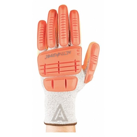 Ansell Hi-Vis Cut Resistant Impact Coated Gloves, Cut Level A4 , Nitrile , Sandy , 12 1 PR 97-125