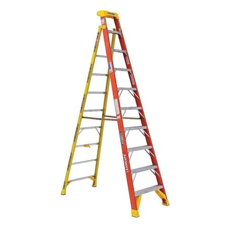 Werner 10 ft Fiberglass Stepladder, 300 lb Capacity L6210