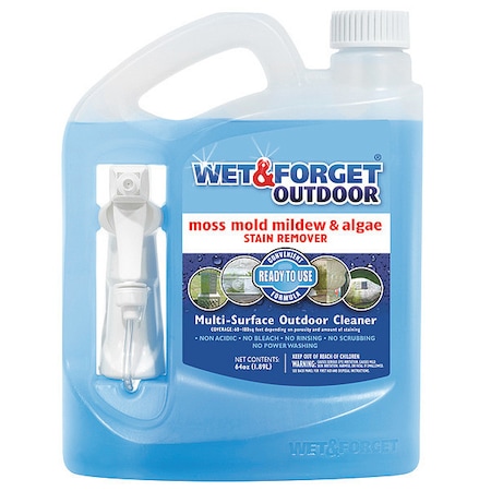 Wet & Forget Liquid 64 oz. Mold, Moss, Algae, Mildew Remover, Trigger Spray Bottle 804064