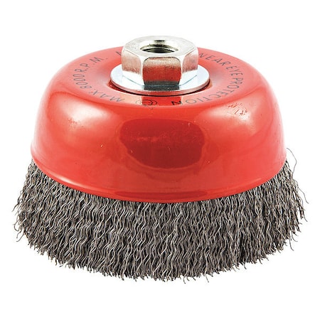 Zoro Select Crimped Wire Cup Brush, 1-3/8" L Trim 66252839105