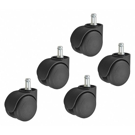 Zoro Select Stem Caster Kit, 2 3/16"dia, PU, 375lb, PK5 416P19