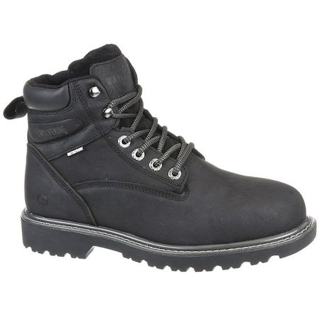 WOLVERINE Size 10-1/2 Men's 6 in Work Boot Steel Work Boot, Black W10694