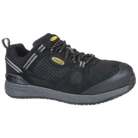 Keen Women's Athletic Shoe, Aluminum Toe, Leather, Mesh Upper, Rubber Outsole, Lace Up, Black/Steel Gray 1018649