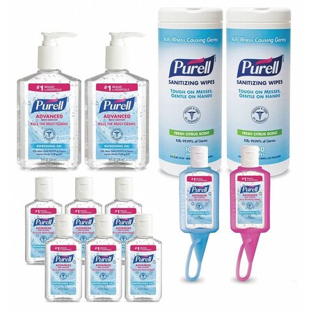 Purell Office Starter Kit, Hand Sanitizer Wipes & Gel Bottles 9652-K1-EC