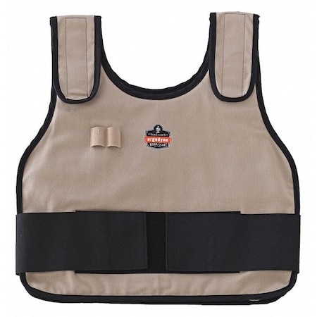 Ergodyne Cooling Vest with Packs, Khaki, L/XL, Cotton, Nylon, Polyester, Cold Pack Inserts, Khaki, Size L/XL 6230