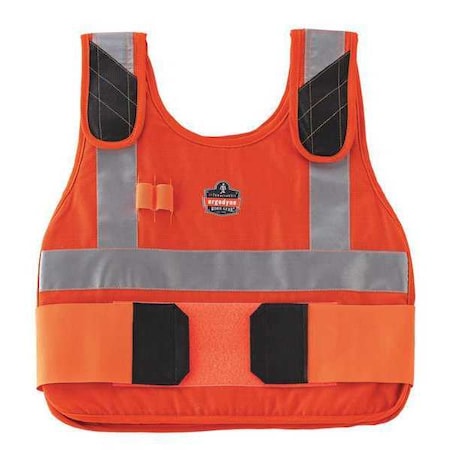 Ergodyne Premium Cooling Vest, Orange, S/M, Cotton, Fabric, Modacrylic, Hook & Loop Closure, 16.25 in Length 6225HV