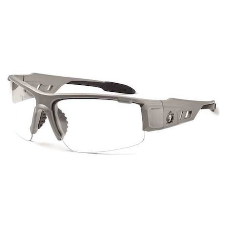 Ergodyne DAGR, Safety Glasses, Uncoated, Clear Lens, Gray Frame, Half-Frame DAGR