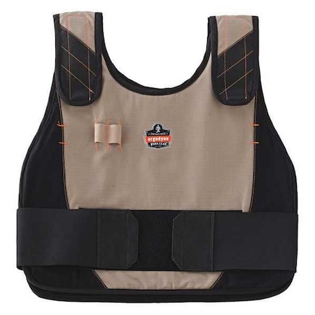 Ergodyne Premium Cooling Vest, S/M, Khaki, Cotton, Modacrylic, Fabric, Hook & Loop Closure, 16.25 in Length 6225