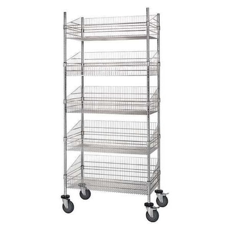Quantum Storage Systems Basket Mobile Unit, 24"D x 36"W x 80"H, Chrome WRC74-BSK2436C-5