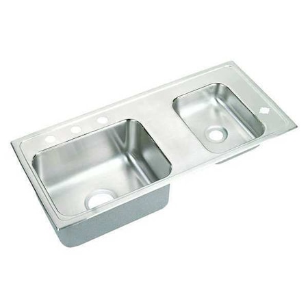 Elkay Lustertone Classic Stainless Steel 37-1/4" x 17" x 6-1/2" Double Bowl Drop-in Classroom ADA Sink DRKAD371765R4