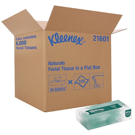 Kleenex Naturals, 2 Ply Facial Tissue, 125 Sheets per Box, 48 PK 21601
