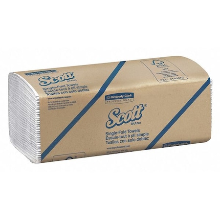 Scott Scott Essential Single Fold Paper Towel, 1 Ply, 250 Sheets, White, 16 PK 1700