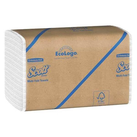 Scott Multifold Paper Towels, 9.2" x 9.4" sheets, White, (250 Sheets/Pack), 16PK 01804