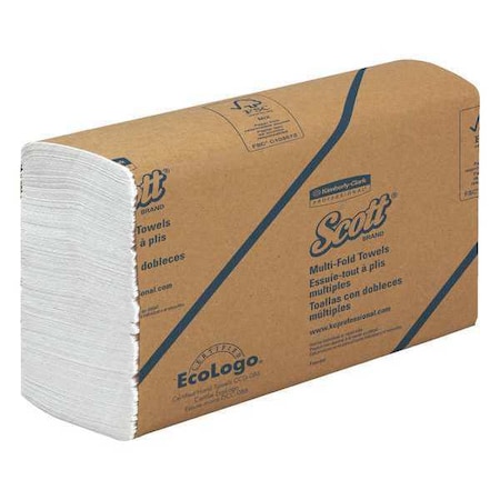 Scott Multifold Paper Towels, 9.2" x 9.4" sheets, White, Compact Case (250 Sheets/Pack), 16PK 01840