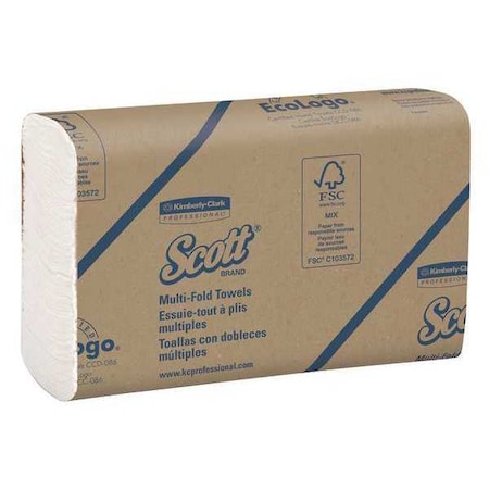 Scott Multifold Narrow Width Paper Towels, 8.0" x 9.4" Sheets, Compact Case (250 Sheets/Pack, 16 Packs) 37490