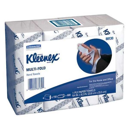 Kimberly-Clark Professional Multifold Paper Towels, 1 Ply, 150 Sheets, White, 4 PK 88130