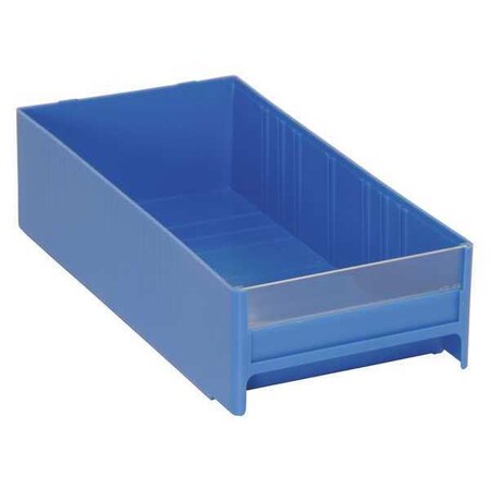 Quantum Storage Systems Interlocking Storage Bin, Polystyrene, Blue, 3-5/16 in H, 5-5/8 in W, 11 in L IDR204BL