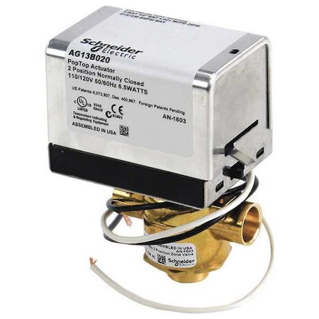 Erie Valve 3 Way, 120V, 1/2in Sweat VT3213G13B020