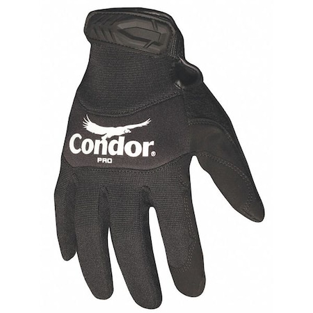 Condor Mechanics Gloves, Synthetic Leather Palm, Neoprene Back, XL, Black 42KZ77