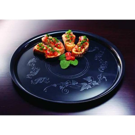 Emi Yoshi Round Plastic Deli Mate Tray 16", Black, Pk25 EMI-260B