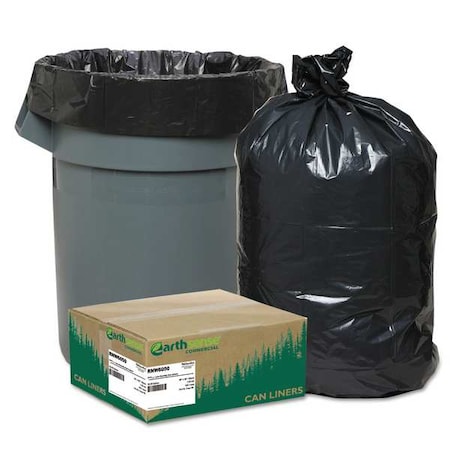 Aep Earthsense 60 gal Recycling Liners, 38 in x 58 in, Extra Heavy-Duty, 1.25 mil, Black RNW6050