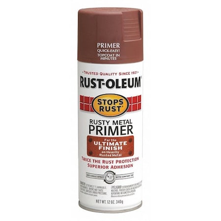 Rust-Oleum Spray Paint, Rusty Metal, Primer, Solvent, 12 oz 7769830