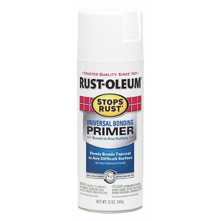 Rust-Oleum Spray Paint, White, Primer, Solvent, 12 oz 285011