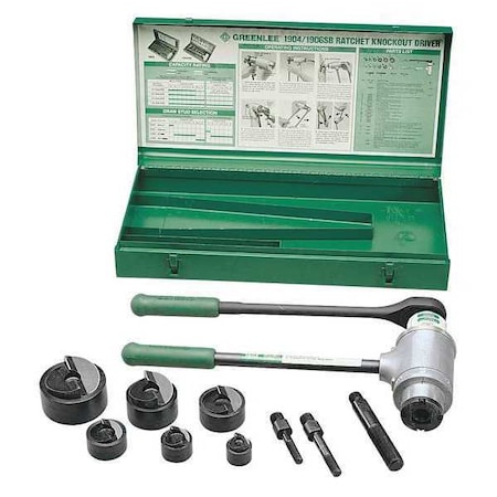 Greenlee Ratchet Punch Driver Kit W/ 3 Studs, Case 1904