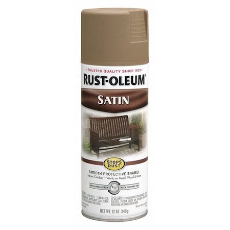 Rust-Oleum Spray Paint, Dark Taupe, Satin, Solvent, 12 oz 241238