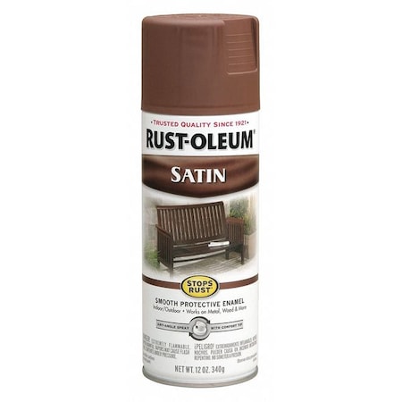 Rust-Oleum Spray Paint, Chestnut Brown, Satin, Solvent, 12 oz. 7774830