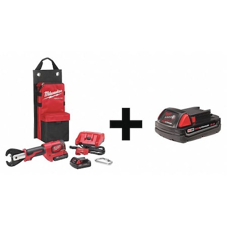 Milwaukee Tool Crimping Tool, 6 Tons, with Battery 2678-22, 48-11-1820