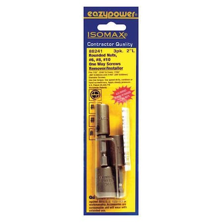 Eazypower One Way Screw Rmvr, No.6, No.8, No.10, PK3 88241