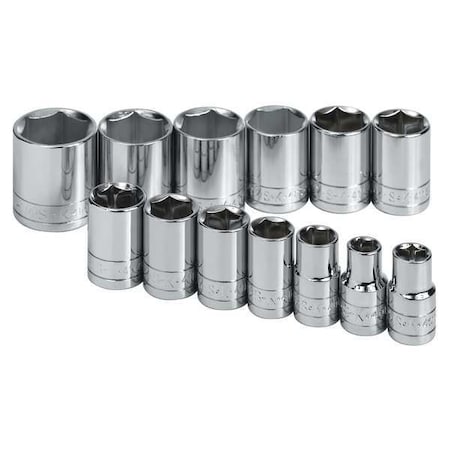 Sk Professional Tools 1/2" Drive Socket Set SAE 13 Pieces 7/16 in to 1 1/4 in , Chrome 4113-6