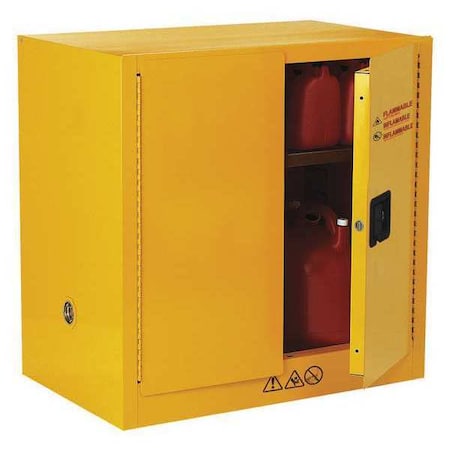 Condor Hazardous Material Storage Cabinet, 22 gal, 1 Shelves, Steel, 35 in W x 35 in H x 22 in D, Yellow 42X497
