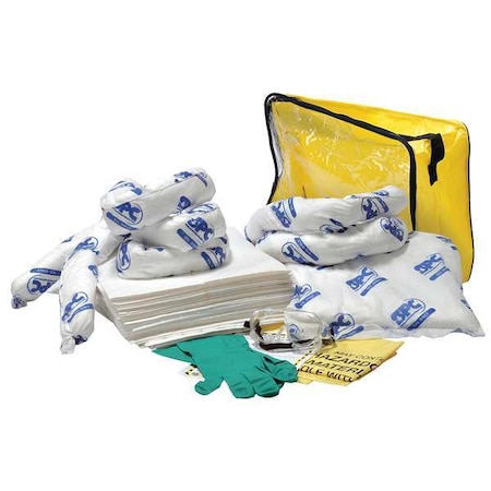 Brady Spill Kit, 15 gal Volume Absorbed per Kit, Bag, Clear/Yellow SKO-CFB