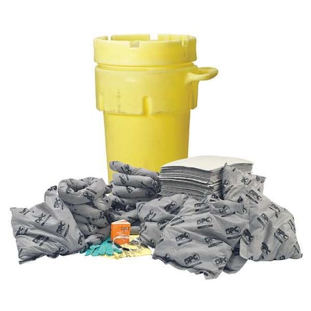 Brady Spill Kit, 79 gal Volume Absorbed per Kit, 95 gal Capacity, Drum, Yellow SKA-95W
