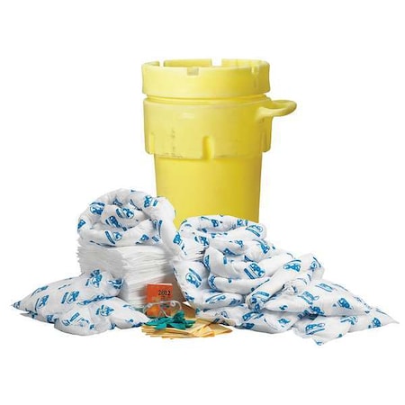 Brady Spill Kit, 75 gal Volume Absorbed per Kit, 95 gal Capacity, Drum, Yellow SKO-95W