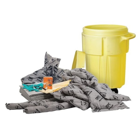 Brady Spill Kit, 38 gal Volume Absorbed per Kit, 55 gal Capacity, Drum, Yellow SKA-55W