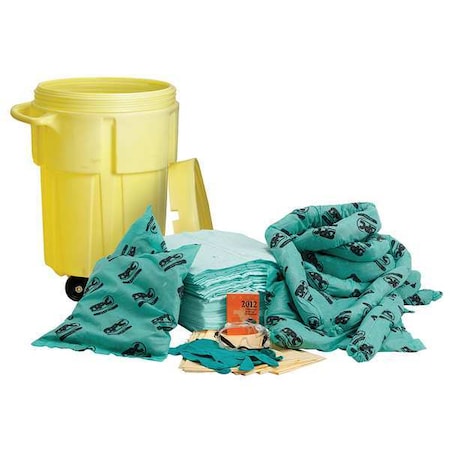 Brady Spill Kit, 38 gal Volume Absorbed per Kit, 55 gal Capacity, Drum, Yellow SKH-55W