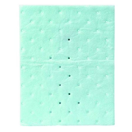Brady Sorbent Pad, 5 gal, 7 1/2 in x 10 in, Harsh Chemicals, Green, 100 PK SRPH100
