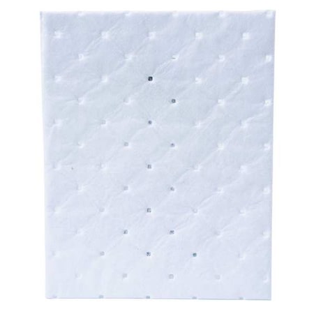Brady Sorbent Pad, 11 gal, 7 1/2 in x 10 in, Oil, White, 200 PK SRPO200