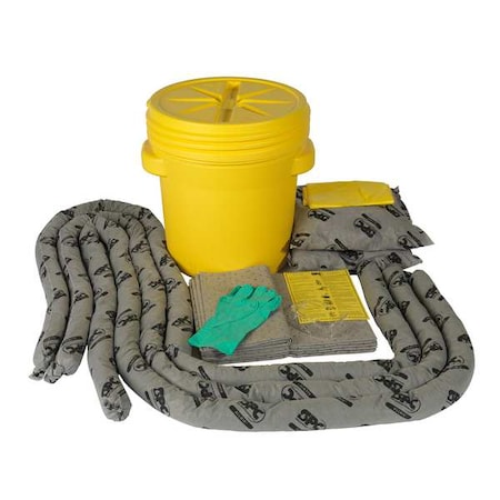 Brady Spill Kit, 16 gal Volume Absorbed per Kit, 20 gal Capacity, Drum, Yellow SKA20-TAA