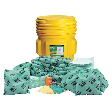 Brady Spill Kit, 63 gal Volume Absorbed per Kit, 65 gal Capacity, Drum, Yellow SKH65