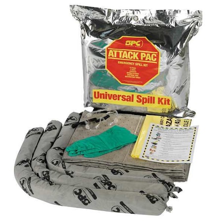 Brady Spill Kit, 7 gal Volume Absorbed per Kit, Bag, Silver SKA-ATK-TAA