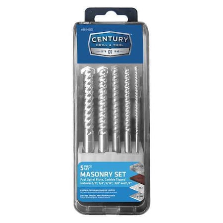 Century Drill & Tool Fast Spiral Masonry Drill Bit, 5 Pc Set 84400