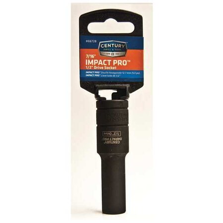 Century Drill & Tool High Impact Socket, 1/2 Drive, 7/16 in. 66728