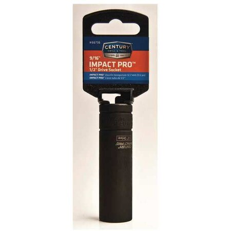 Century Drill & Tool High Impact Socket, 1/2 Drive, 9/16 in. 66736